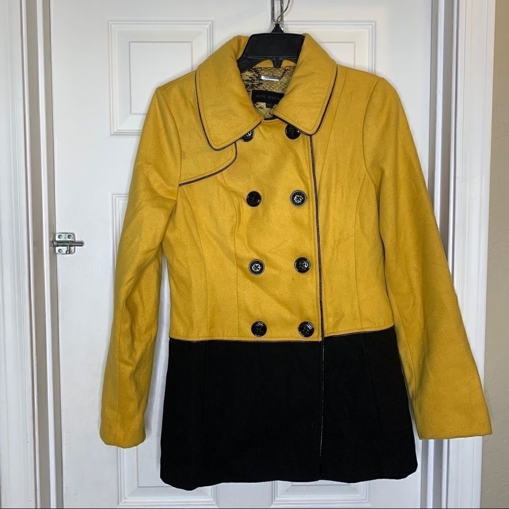 Steve Madden Color Block Pea Coat Size Small - Picture 2 of 8